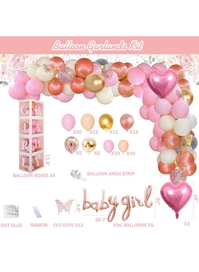 Hombae Baby Shower Decorations For Girl, Pastel Pink Floral Themed Baby Shower Decorations Girl Its A Girl Backdrop Balloon Garland Welcome Baby Banner Box Cutout Tablecloth Cake Topper Sash 146 Pcs - Image 4