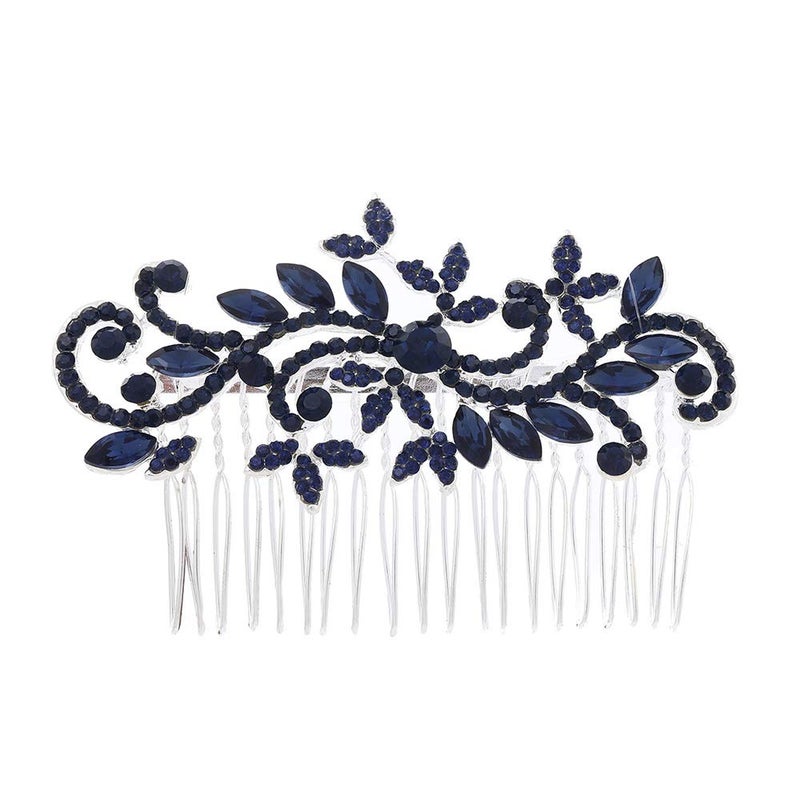 Bridal Hair Comb Crystal Hair Comb Blue Rhinestone Headpiece Marquise Side Comb Sapphire Wedding Hairpiece Prom Bridesmaid Hair Jewelry for Women and Girls