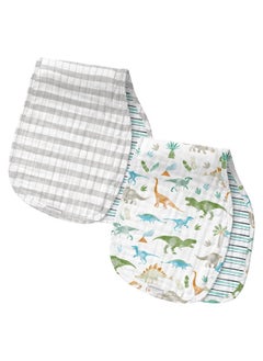 Stephen Joseph Stephen Joseph, Muslin Baby Burp Cloths, 2-Pack 100% Cotton, Burp Cloth for Baby Boys and Girls, Dino (SJ124259)  - Image 1