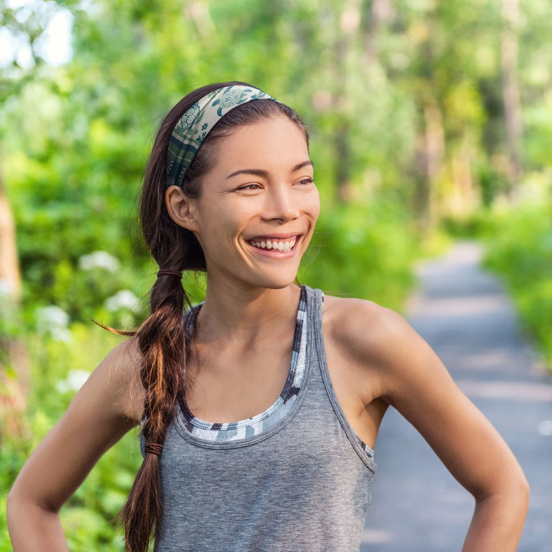 Karma Turtle Headband for Women - Medium - Fabric Headband and Stretchy Hair Scarf - White/Blue - Image 3
