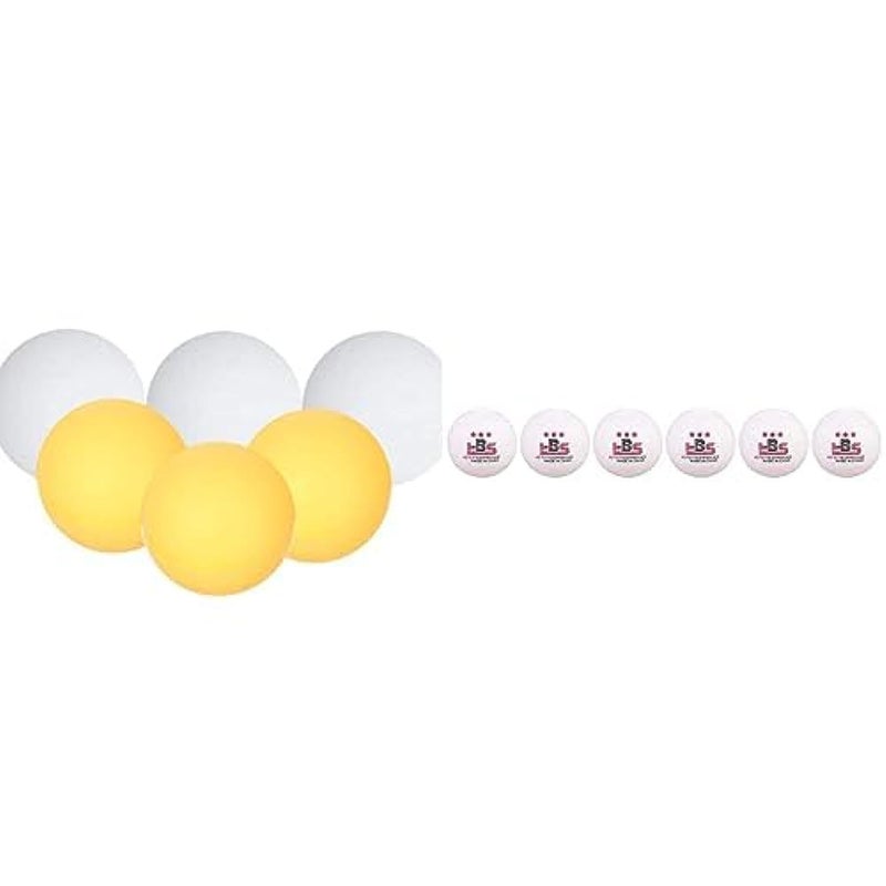 Table Tennis Ball Set, 40 mm - Yellow and White + ABS Table Tennis Ball Set, 6 Pieces - White