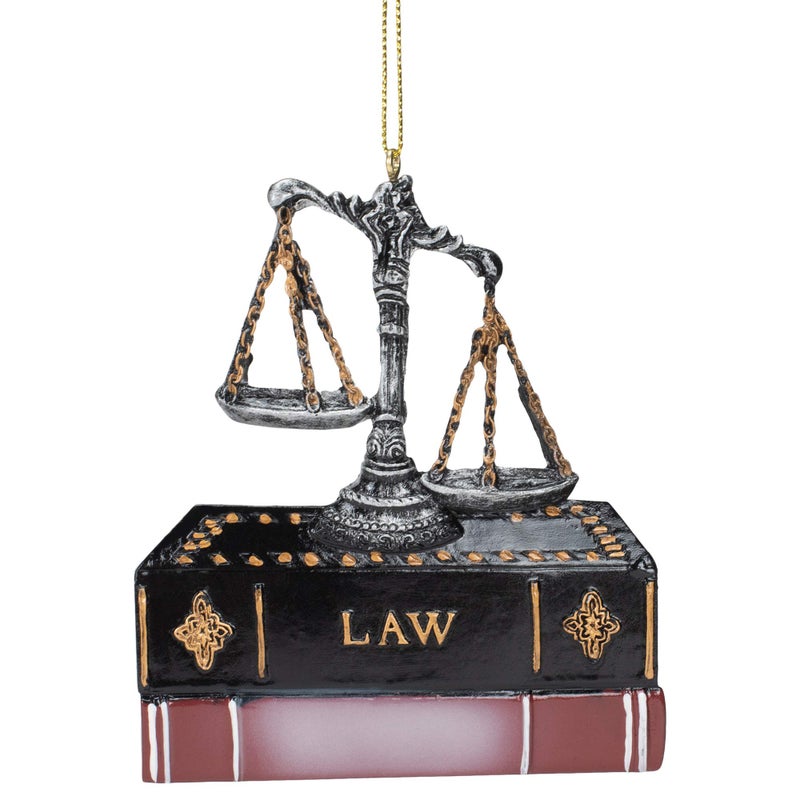 Kurt Adler Scales of Justice with Law Books Ornament - Image 1