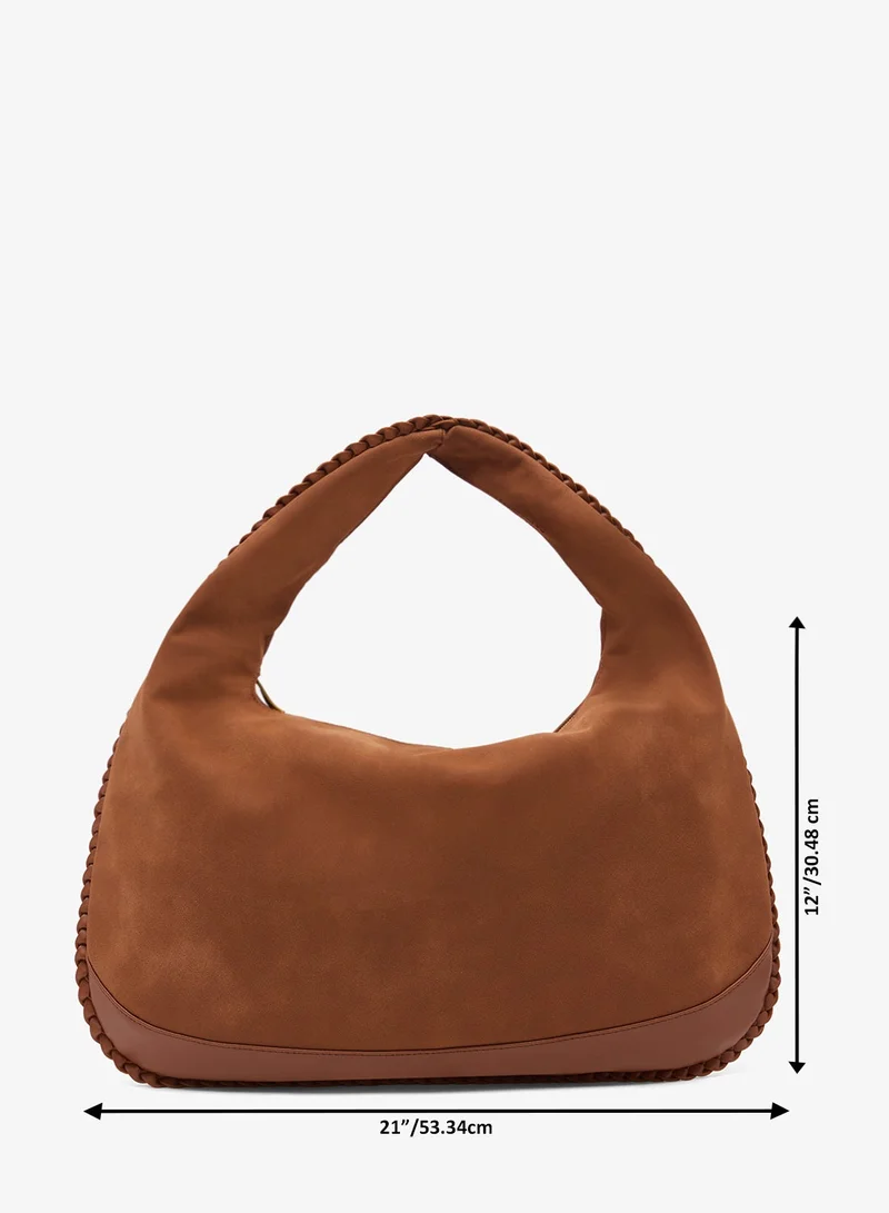 Ella Orange Suede Slouch Shoulder Bag With Bead Detailing for Women | Best Price UAE