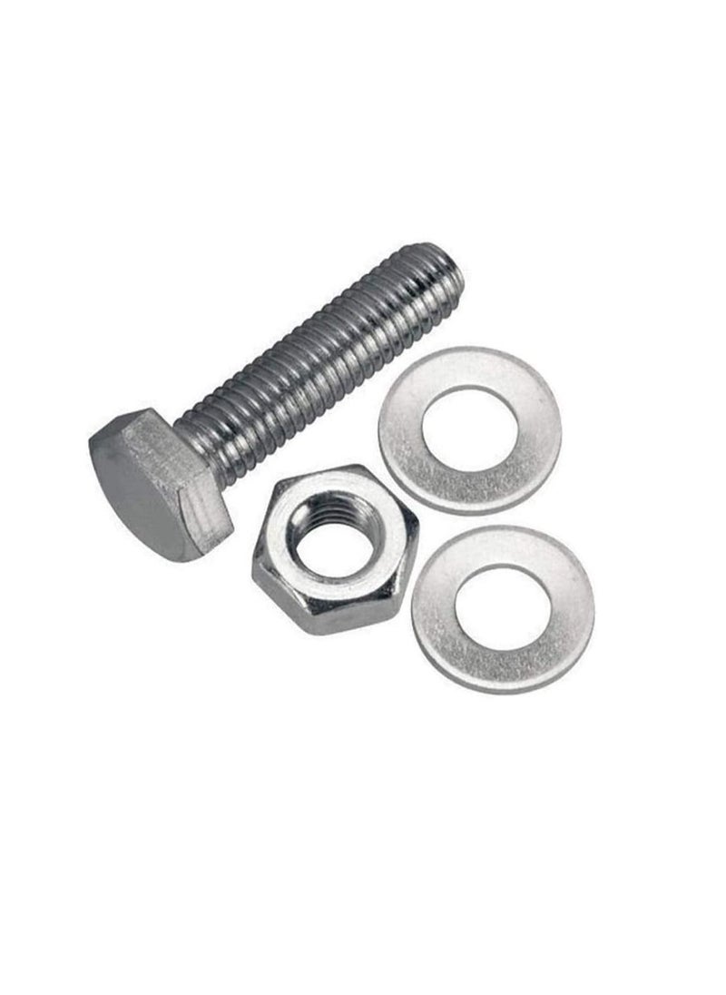 Generic 12 pcs Hex Head Screw Bolts Nuts & Washers Fully Thread GI Plain Finish Bolt Set. (6, 16MM)  - Image 1