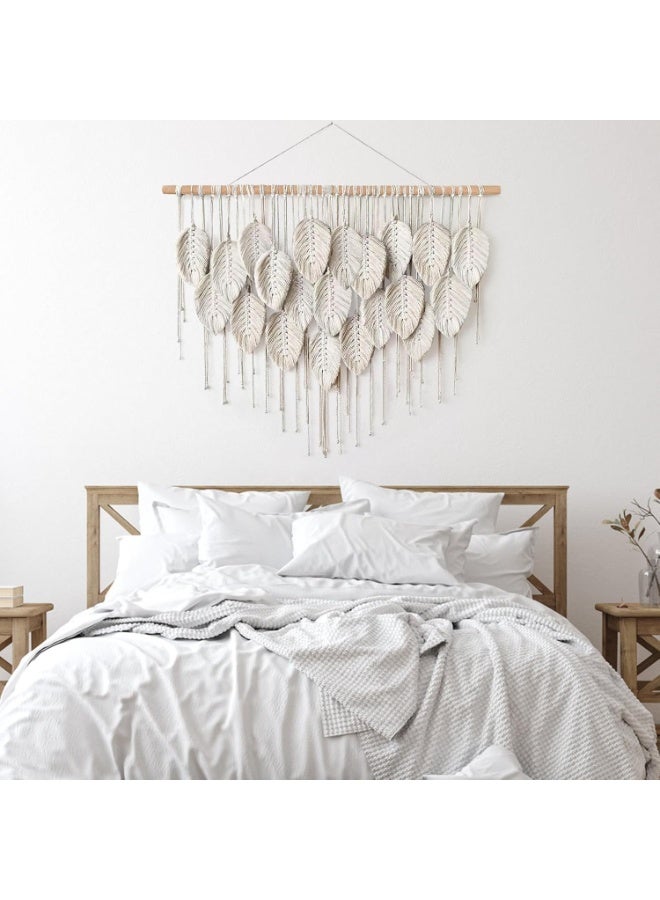 انتيكيانو ريشة مكرمية للتعليق على الحائط بتصميم اوراق شجر بوهو مصنوع يدويا - Image 4