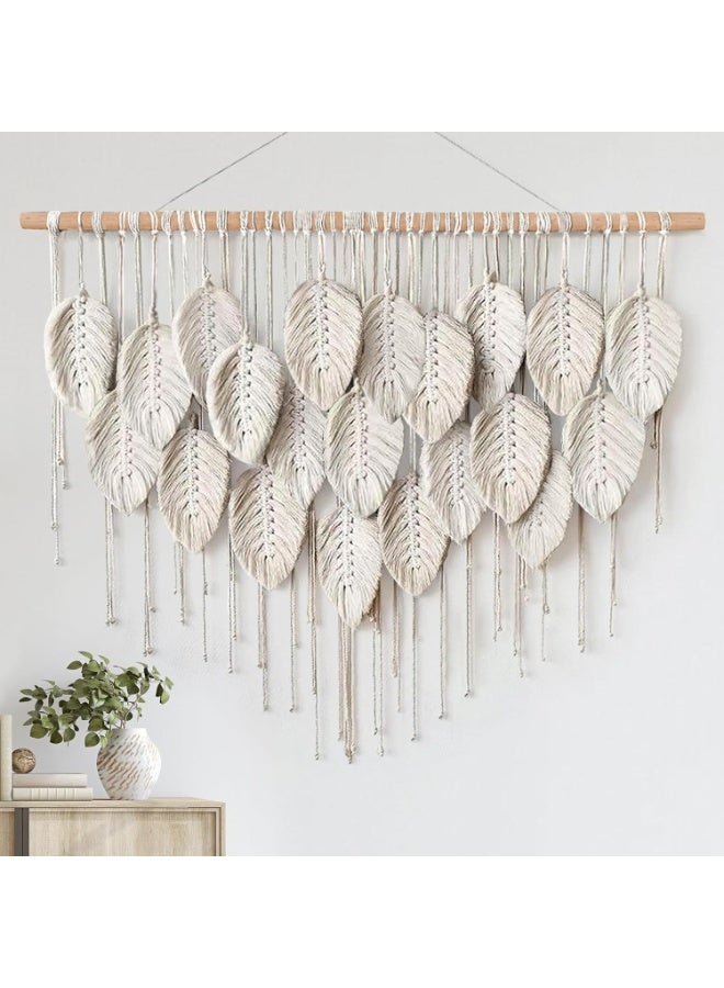 انتيكيانو ريشة مكرمية للتعليق على الحائط بتصميم اوراق شجر بوهو مصنوع يدويا - Image 1