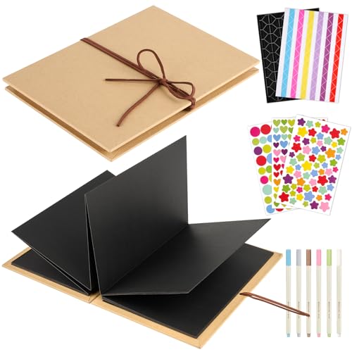 Mauproy 6 x 8 Inch Small Scrapbook Album with Black Pages, Stretchable Folding Photo Album with DIY Accessories Kit, Hardcover Memory Book Accordion Adventure Scrapbook - Image 1