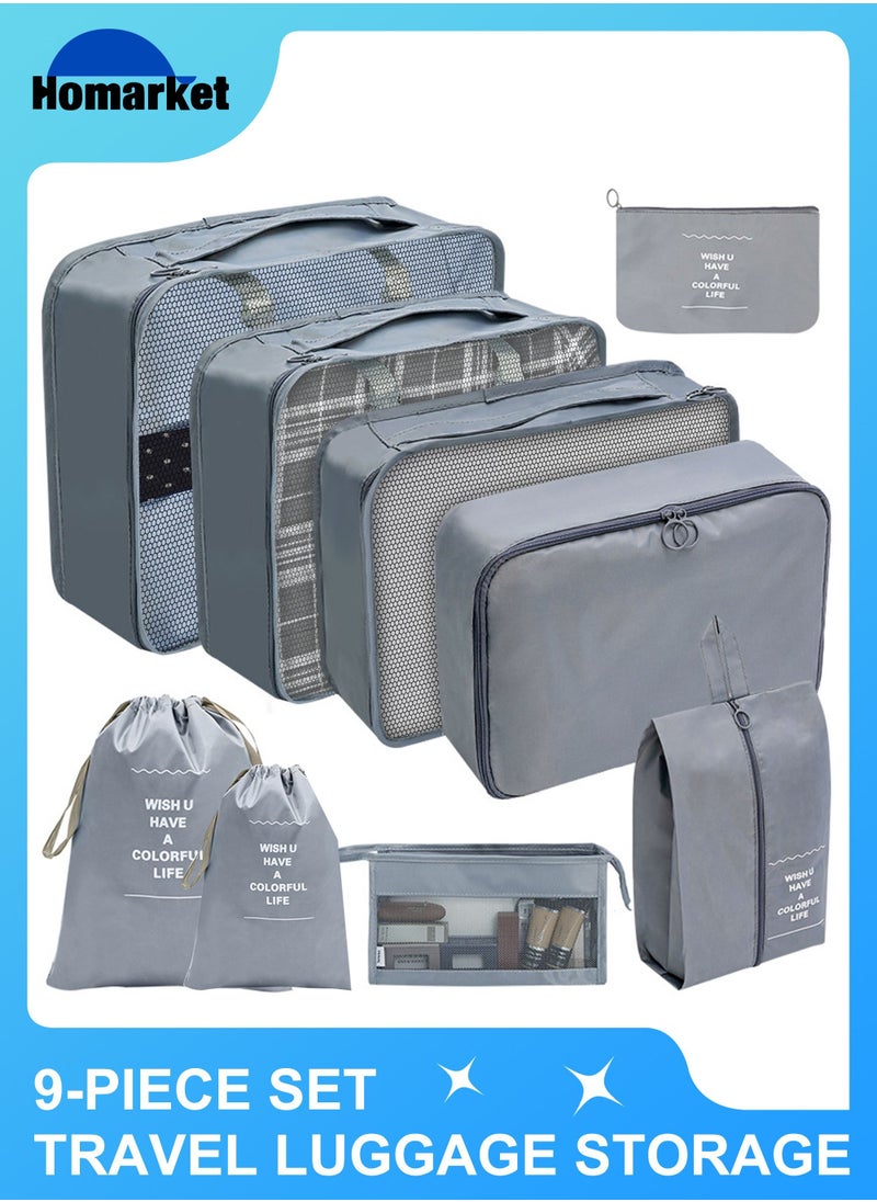HomarKet - 9pcs Travel Luggage Organizer Packing Cubes Set Waterproof Travel Packing Cubes Set Clothes Shoes Storage Travel Organizer Bags for Travel Accessories - Image 1