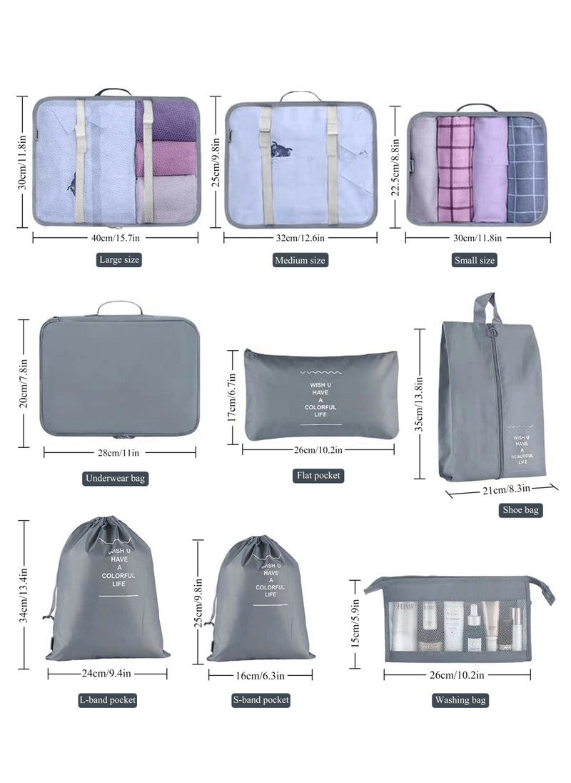 HomarKet - 9pcs Travel Luggage Organizer Packing Cubes Set Waterproof Travel Packing Cubes Set Clothes Shoes Storage Travel Organizer Bags for Travel Accessories - Image 1