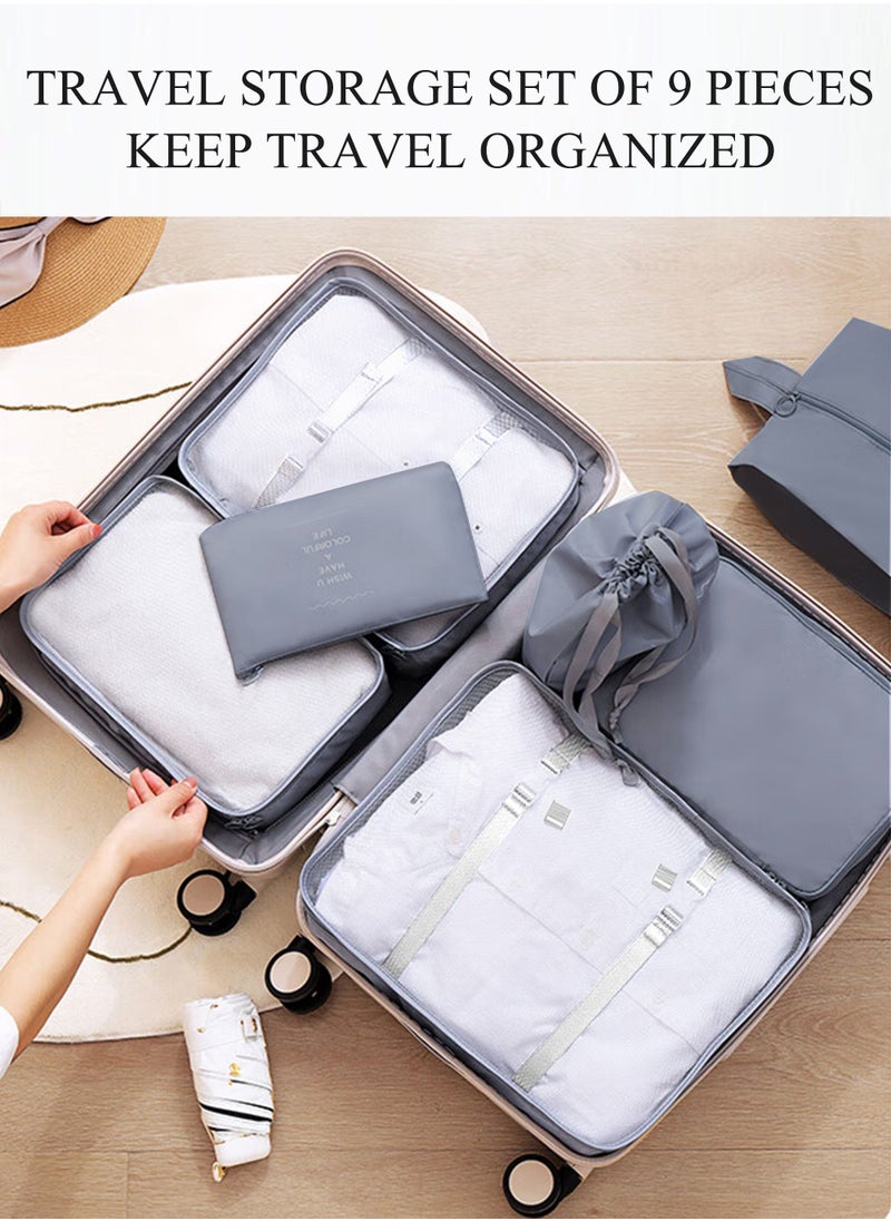 HomarKet - 9pcs Travel Luggage Organizer Packing Cubes Set Waterproof Travel Packing Cubes Set Clothes Shoes Storage Travel Organizer Bags for Travel Accessories - Image 1