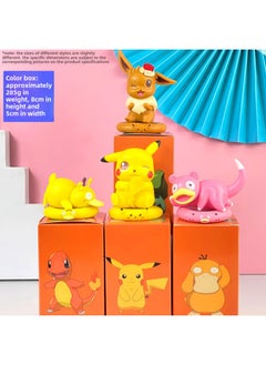 Baokemeng Hand-made Blind Box Pikachu Crayon Small Melody Kulomi Ruby Strawberry Bear Toy Ornaments-Color:Cushion Pikachu 4-piece Set-color Box (full Set Price)