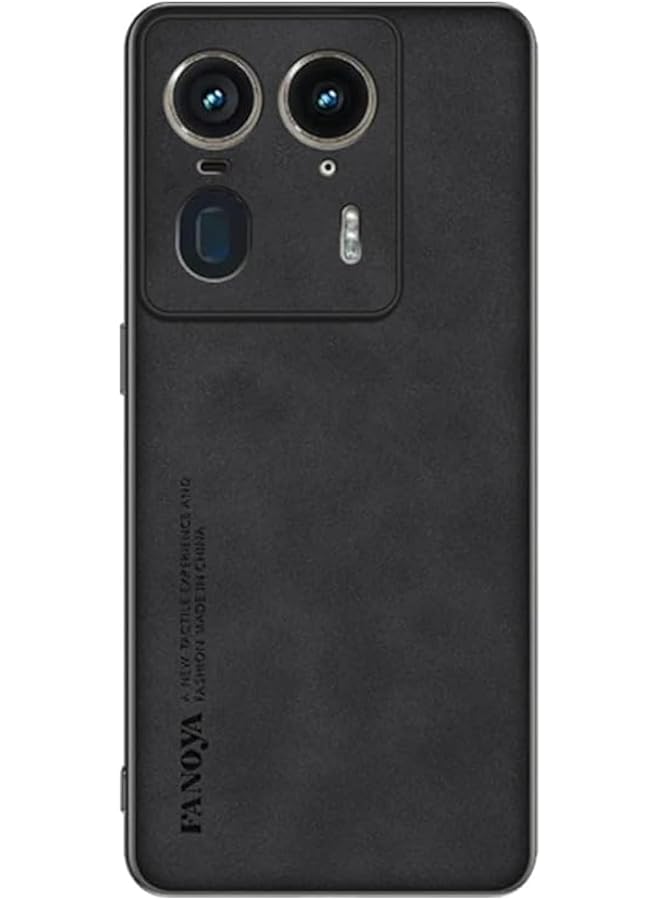 erorex Case Compatible With Motorola Edge 50 Ultra 5G Plain Leather Case Matte Silicone Bumper Anti Fingerprint Shockproof Protective Back Cover For Moto Edge 50 Ultra Black - Image 1