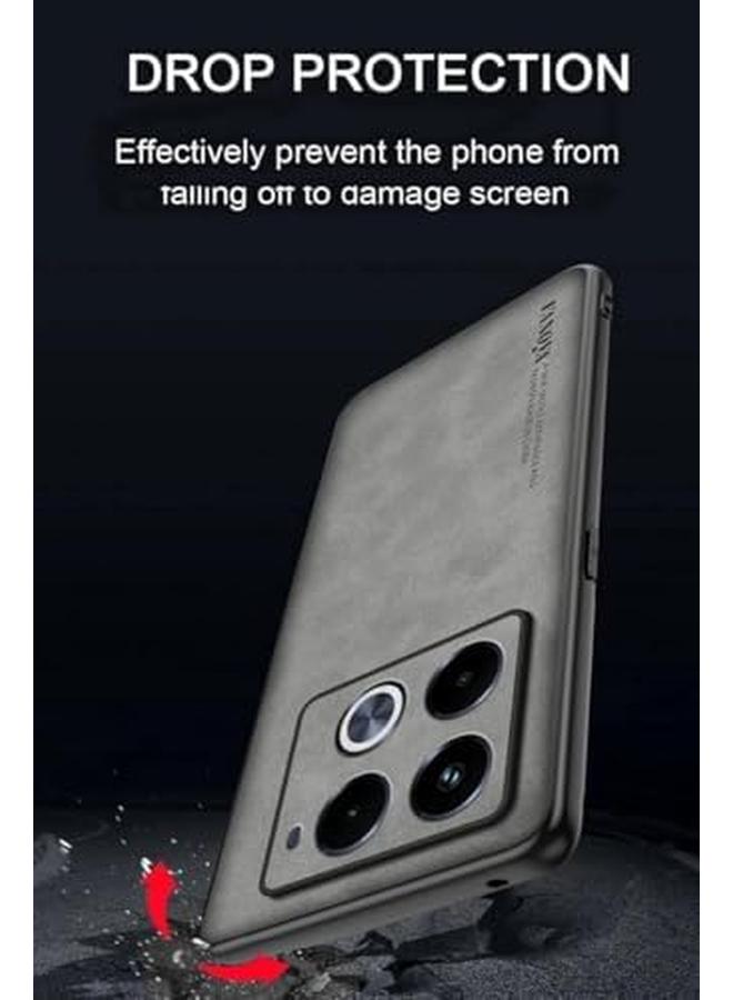 erorex Case Compatible With Motorola Edge 50 Ultra 5G Plain Leather Case Matte Silicone Bumper Anti Fingerprint Shockproof Protective Back Cover For Moto Edge 50 Ultra Black - Image 2