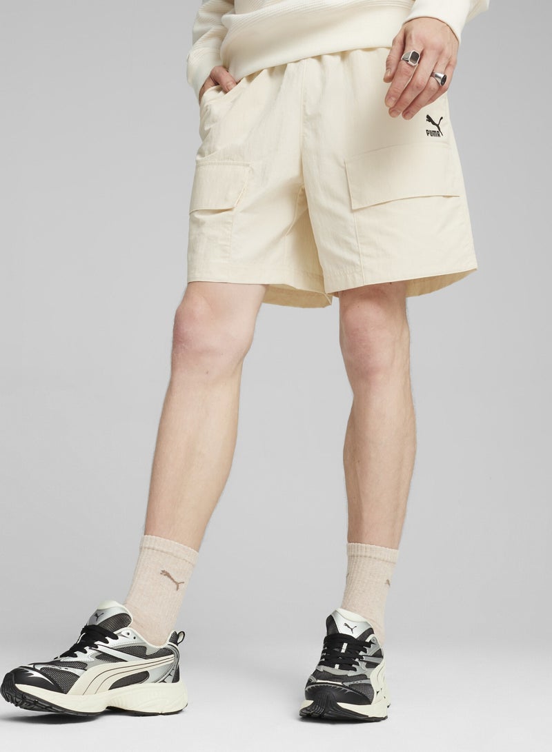 PUMA CLASSICS Mens White Cargo Shorts - Image 1