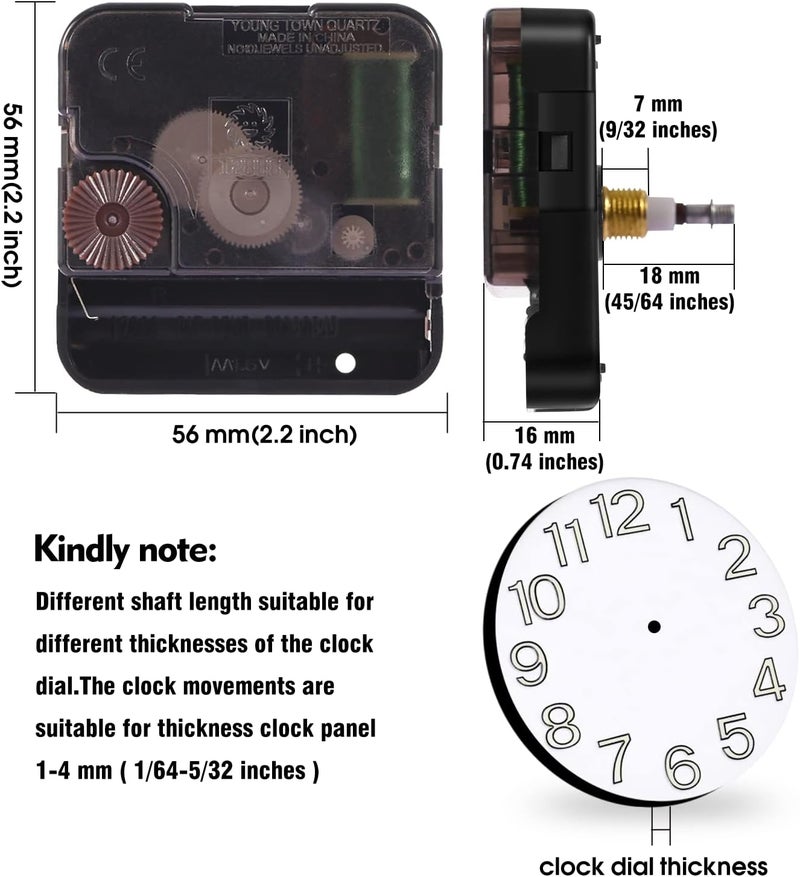 DEEWISH Large Wall Clock 12888 Movement Replacement, I Shaft High Torque Clock Parts, Quartz Clock Mechanism Battery Operated, Giant Wall Clock Motor Repair DIY (DW-12888-I, No Hands) - Image 4