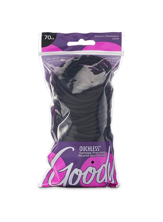 قودي  ربطات شعر مطاطية للنساء من Ouchless - 70 قطعة، باللون الأسود - 4 مم للشعر المتوسط - ضفائر طويلة الأمد، وذيل حصان، وأكثر من ذلك - إكسسوارات شعر خالية من الألم - Image 1