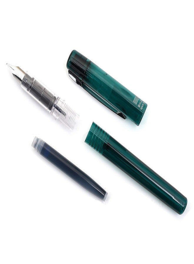 PLATINUM Prefounte Fountain Ink Pen with SS Medium Nib, Translucent Dark Emerald Green Barrel, Cap, Blue-Black Ink Cartridge Included, Slip & Seal Cap Design, Ideal For Adults Daily Use Beginners - Image 5