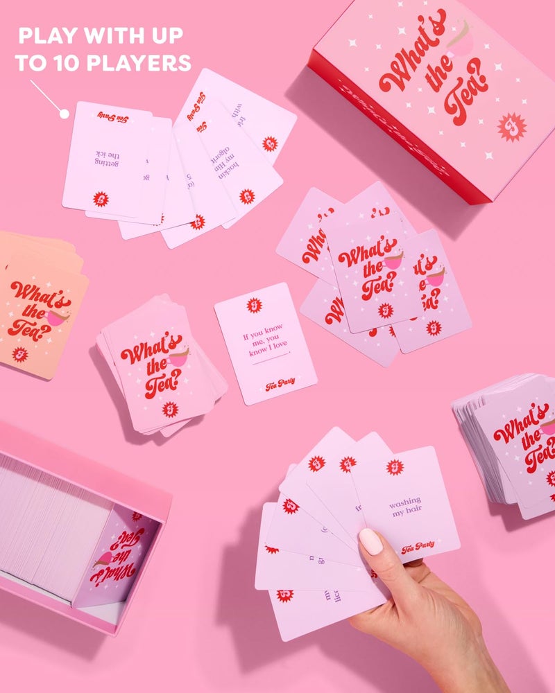 xo, Fetti What's The Tea? Playing Card Game | Bachelorette Party Activity, Cute Birthday Event, Adult Girl's Night Spill The Tea Fun, Group Bach Decor, Funny Party Supplies - Image 2