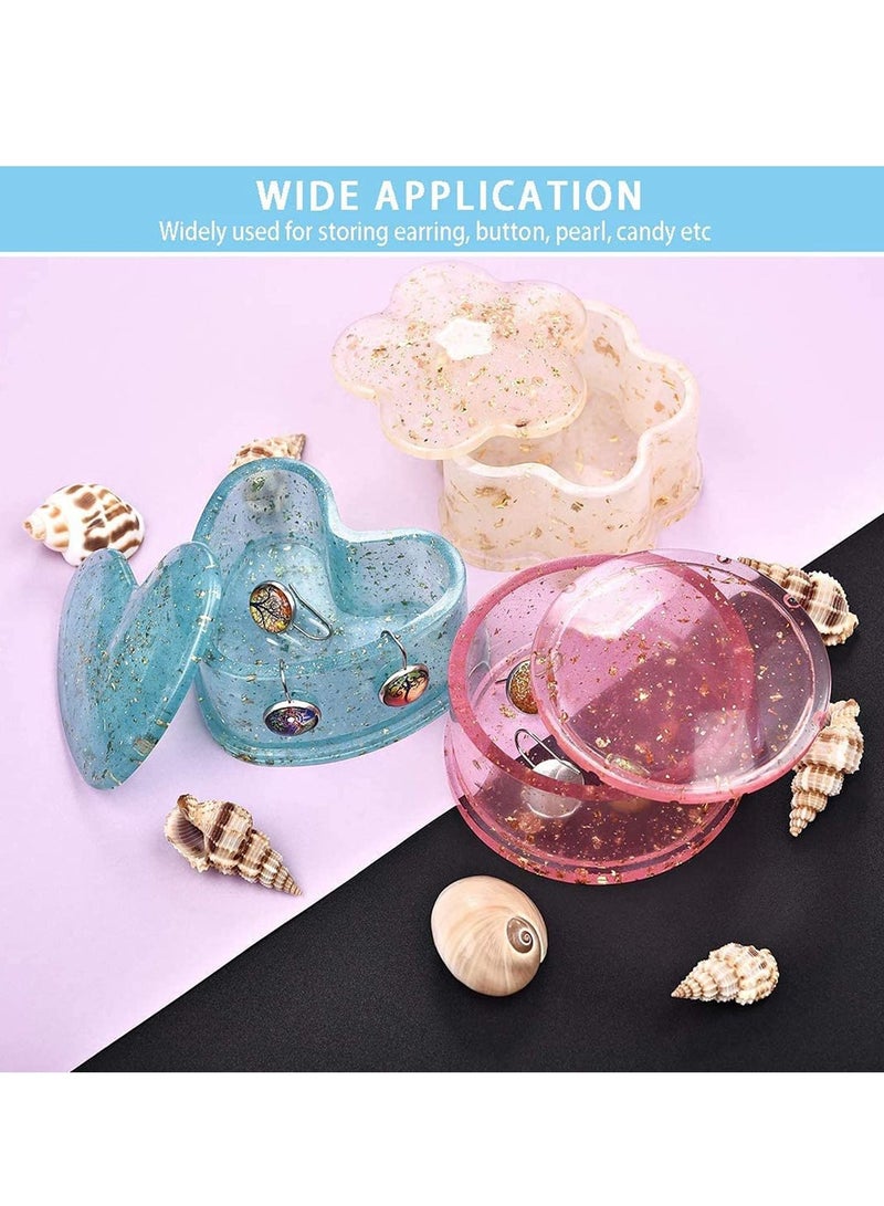 KASTWAVE Box Resin Molds Silicone, 4 Pcs Jewelry Epoxy Mold Sets with Heart Shape, Hexagon, Square and Flower for Storing Earrings, Rings, Coins, Keys or Making Flower Pot, Pen & Candle Holder - Image 4