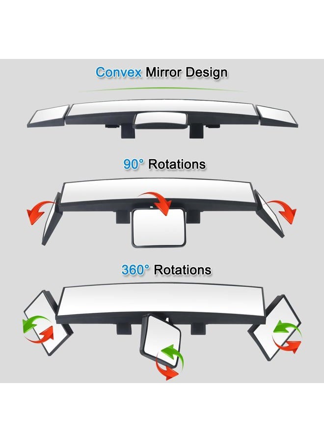 SkycropHD 15.2" Rear View Mirror with Baby Mirror, Clip on Wide Angle Car Interior Panoramic Rearview Mirror to Eliminate Blind Spots – Convex, White - Image 3