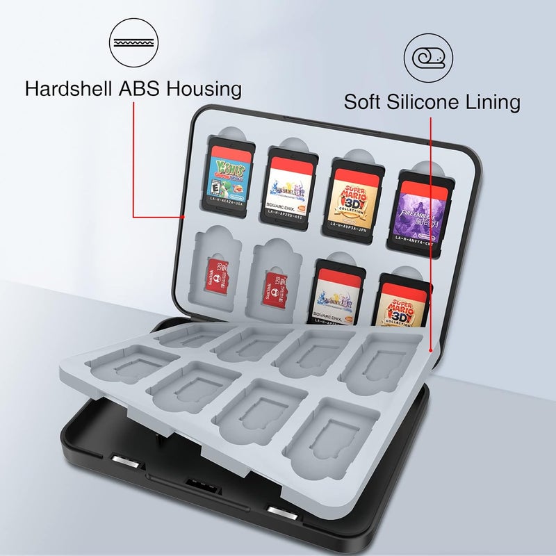 HEIYING حافظة بطاقات الألعاب لجهاز Nintendo Switch وSwitch OLED، حافظة تخزين بطاقات ألعاب Switch Lite بتصميم نمط مخصص مع 16 فتحة لبطاقات الألعاب و16 فتحة لبطاقات Micro SD. (Galaxy-A) - Image 4