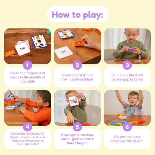THE FIDGET GAME Sneaky Elves, CVC Sight Words Game, Pop Sensory Toy to Learn and Spell, Educational Kindergarten Classroom Activities, Multisensory Reading and Phonics Flash Cards for Kids 3+ Years - Image 4