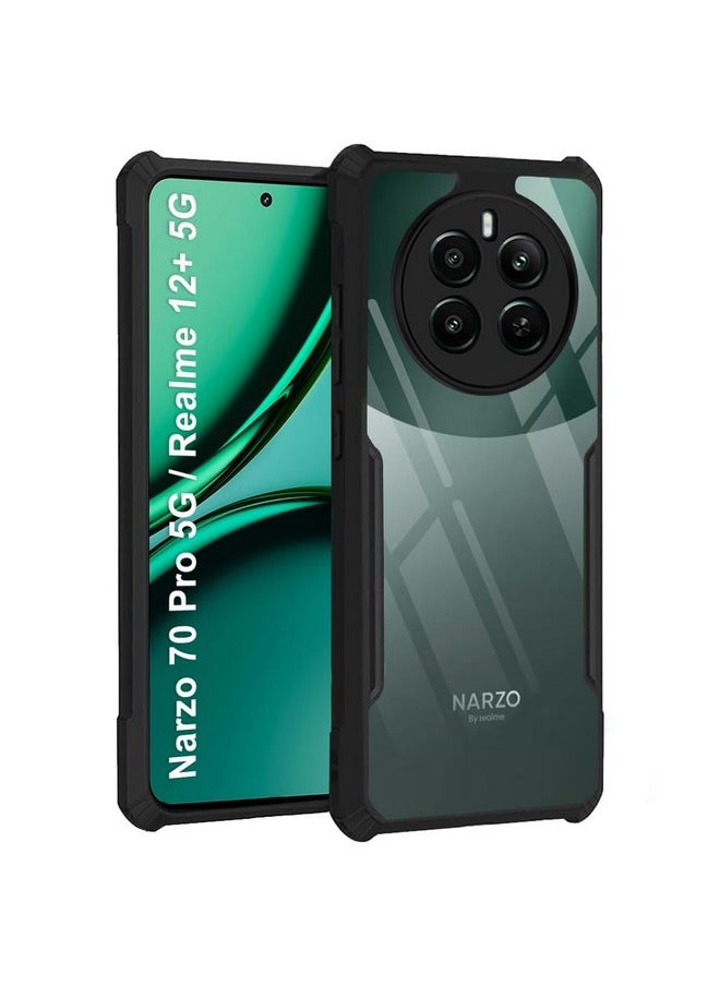 ذا جيفت كارت جراب خلفي شفاف من TheGiftKart متوافق مع Realme 12 Plus 5G / Realme P1 5G / Narzo 70 5G / Narzo 70 Pro 5G | حماية 360 درجة | جراب خلفي بتصميم مقاوم للصدمات (PC&TPU، ممتص صدمات أسود)  - Image 1
