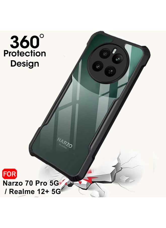 ذا جيفت كارت جراب خلفي شفاف من TheGiftKart متوافق مع Realme 12 Plus 5G / Realme P1 5G / Narzo 70 5G / Narzo 70 Pro 5G | حماية 360 درجة | جراب خلفي بتصميم مقاوم للصدمات (PC&TPU، ممتص صدمات أسود)  - Image 4