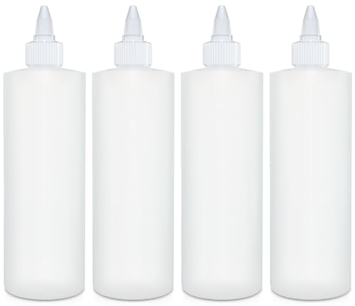 BRIGHTFROM Condiment Squeeze Bottles, 16 OZ Empty Squirt Bottle with Twist Top Cap, Leak Proof - Great for Ketchup, Mustard, Syrup, Sauces, Dressing, Oil, Arts and Crafts, BPA FREE Plastic - 4 PACK - Image 1