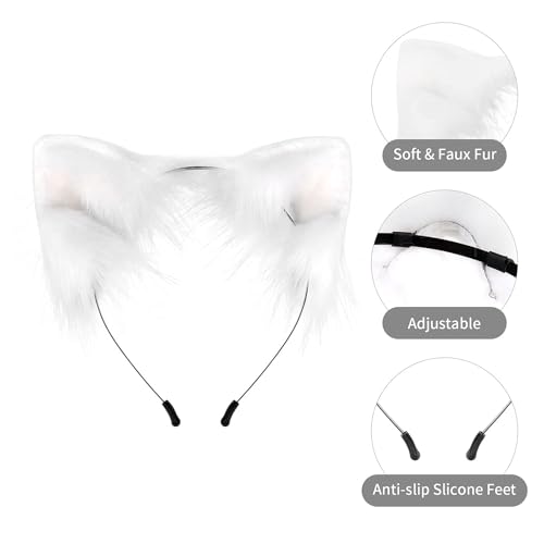 SMILETERNITY Handmade Fox Wolf Cat Ears Headwear Costume Accessories for Halloween Christmas Party (Pink) - Image 3