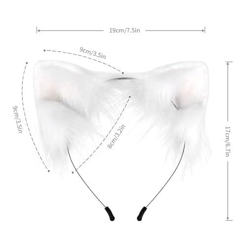SMILETERNITY Handmade Fox Wolf Cat Ears Headwear Costume Accessories for Halloween Christmas Party (Pink) - Image 2