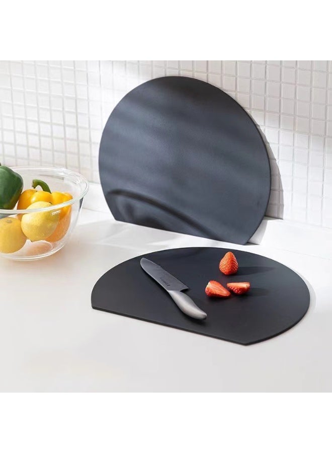 هومستر لوح قطع مضاد للميكروبات -لوح قطع المطبخ شبه الدائري مع سطح غير منزلق، لوح بلاستيكي مرن لطعام الأطفال، قابل للثني لنقل الطعام بسهولة والتخزين الدائم 30x26x0.4 سم، أسود - Image 5