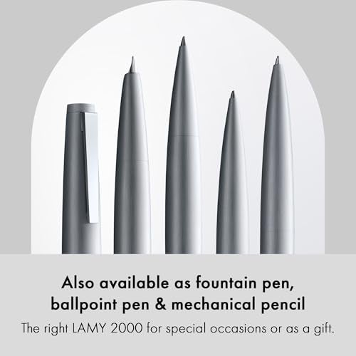 Lamy 2000 silver - elegant rollerball pen in robust stainless steel - perfectly balanced & in line width M M 63 rollerball refill in black - Image 4