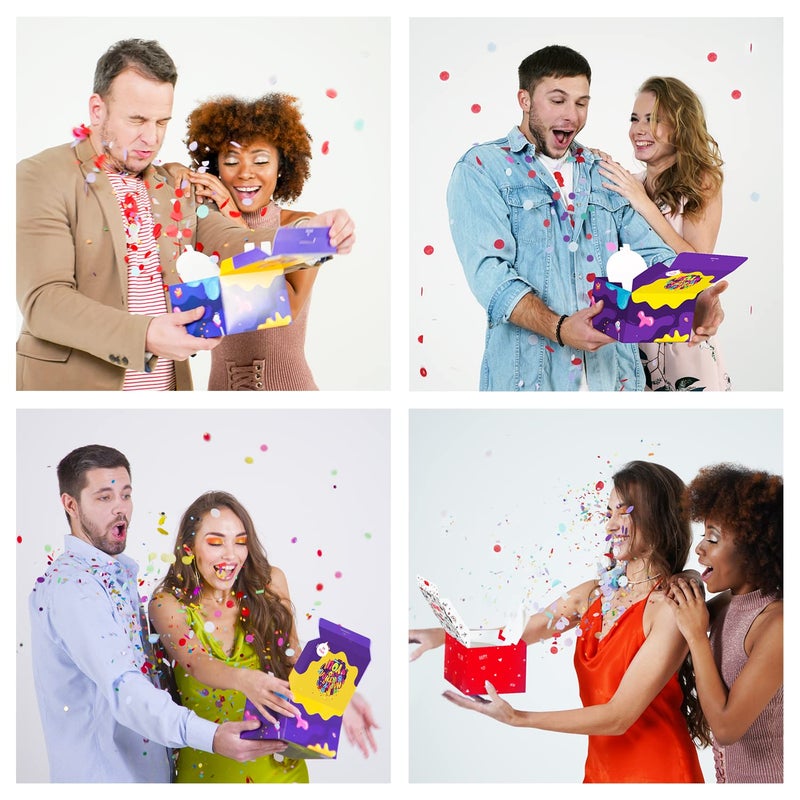 FETTIPOP Gift Box DIY (Premium Purple), Gift Box Exploding Confetti - Happy Birthday, Surprise Prank Box Pop Up 7.2x5.5x4.3 in. - Image 2
