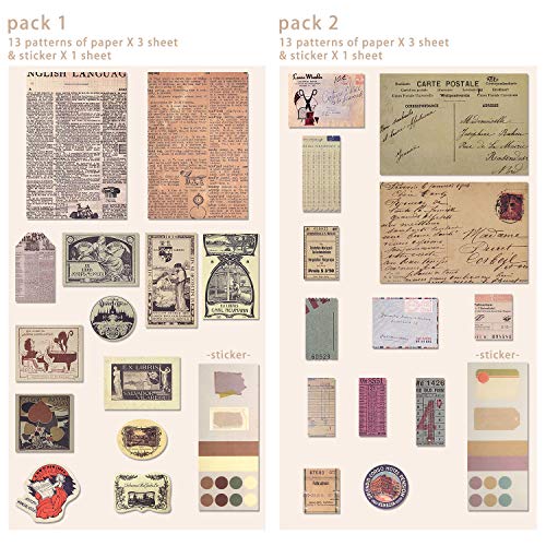 Mayplous 4 Packs Vintage Pattern Paper Set Scrapbook Paper Decorative Paper Kraft Paper with Print Single-Sided in Various Sizes and Shapes for Card Making Paper Craft Die Cutting Collage (Artistic) - Image 2