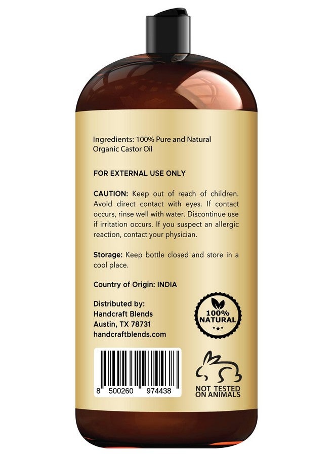 handcraft Blends Handcraft Blends Organic Castor Oil - 28 Fl Oz - 100% Pure and Natural - Premium Grade Carrier Oil for Hair Growth, Eyelashes and Eyebrows - Hair and Body - Expeller-Pressed & Hexane-Free - Image 3