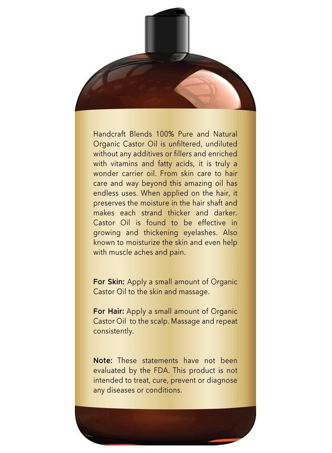 handcraft Blends Handcraft Blends Organic Castor Oil - 28 Fl Oz - 100% Pure and Natural - Premium Grade Carrier Oil for Hair Growth, Eyelashes and Eyebrows - Hair and Body - Expeller-Pressed & Hexane-Free - Image 2