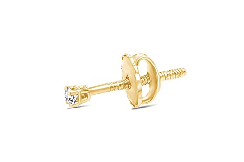 AFFY Mini Micro Natural Diamond Single Stud Screw Back Earring For Her In 14K Solid Yellow Gold | Cartilage Diamond Stud Earrings | 1 Piece (0.02Ct) Very Small 1.7Mm, Gift'S For Women - Image 1