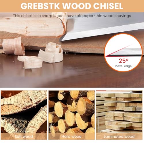 Serplex® 4pcs Wood Craft Chisel Set for Wood Craft Multi Sizes Bevel-Edge Craft Chisels Wooden Handle Chrome Vanadium Steel Chisels for Trimming, Shaping, Detailing - Image 4