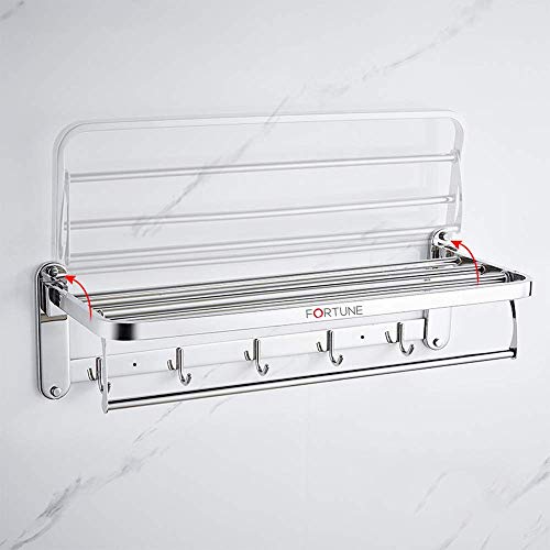 FORTUNE Lavish Stainless Steel Folding Towel Rack | Towel Stand | Towel Hanger | Towel Holder | Rack Shelf | Bathroom Accessories (Round) - (24 inch) - Image 4
