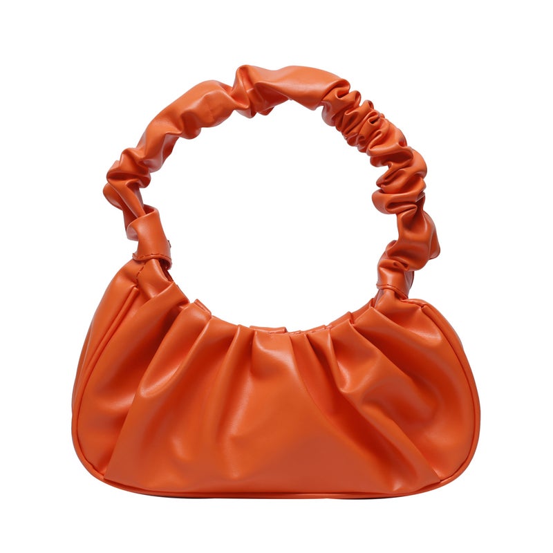 Chic Pleated Cloud Shoulder Bag Women Fashion 2024 Orange 