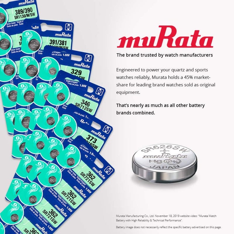 muRATA 315/SR716SW Pack of 5 Made in Japan Watch Battery - Image 2