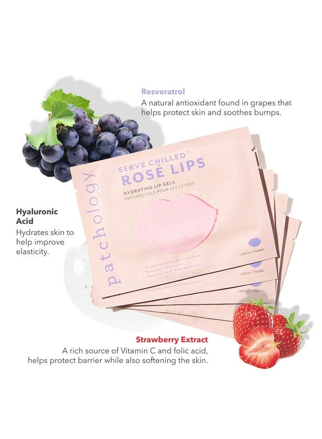 Patchology Rosé Gel Lip Mask - Overnight Lip Sleeping Mask with Resveratrol & Hyaluronic Acid for Moisturizing & Hydrating Dry Lips - Strawberry Scented Lip Care Solution (5 Count) - Image 3