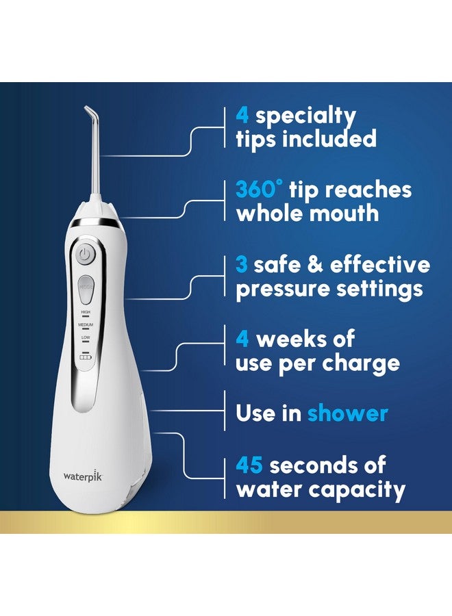 Waterpik Cordless Advanced 2.0 Water Flosser For Teeth, Gums, Braces, Dental Care With Travel Bag and 4 Tips, ADA Accepted, Rechargeable, Portable, and Waterproof, White WP-580, Packaging May Vary - Image 2