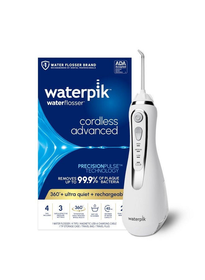 Waterpik Cordless Advanced 2.0 Water Flosser For Teeth, Gums, Braces, Dental Care With Travel Bag and 4 Tips, ADA Accepted, Rechargeable, Portable, and Waterproof, White WP-580, Packaging May Vary - Image 1