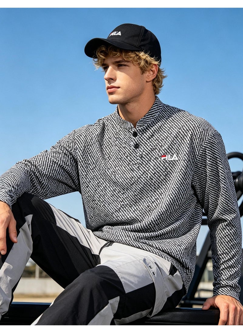 فيلا FILA Men's and women's knitted sweater with half-open collar - Image 1