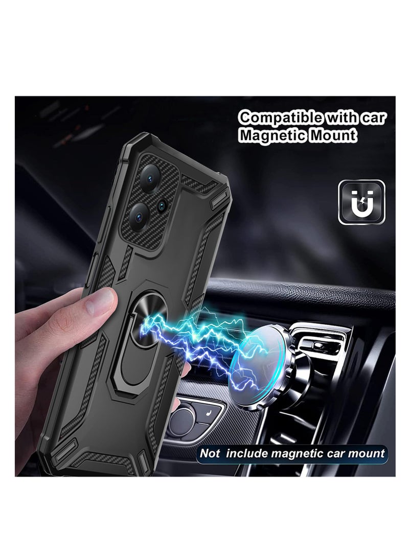 Excefore جراب عسكري مقاوم للصدمات شديد التحمل لهاتف Xiaomi Redmi Note 12 5G /Poco X5، حامل حلقي يدور 360 درجة جراب عسكري مقاوم للصدمات، لهاتف Xiaomi Redmi Note 12 5G /Poco X5 LB (أسود)  - Image 4