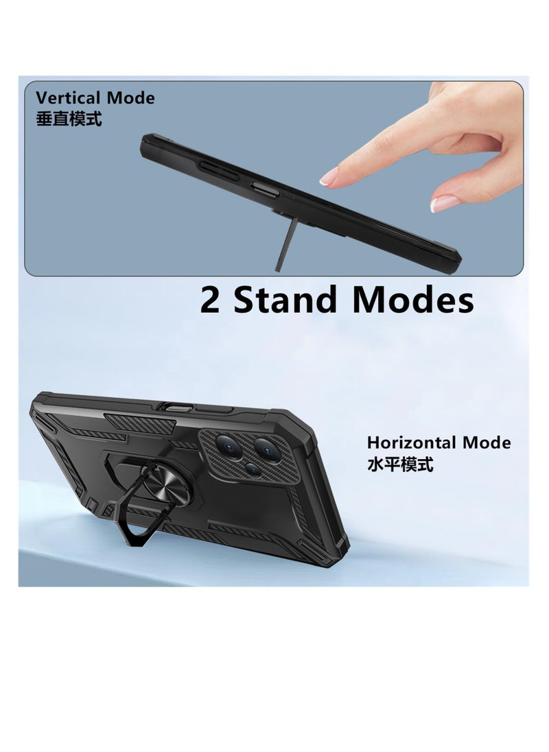 Excefore جراب عسكري مقاوم للصدمات شديد التحمل لهاتف Xiaomi Redmi Note 12 5G /Poco X5، حامل حلقي يدور 360 درجة جراب عسكري مقاوم للصدمات، لهاتف Xiaomi Redmi Note 12 5G /Poco X5 LB (أسود)  - Image 5
