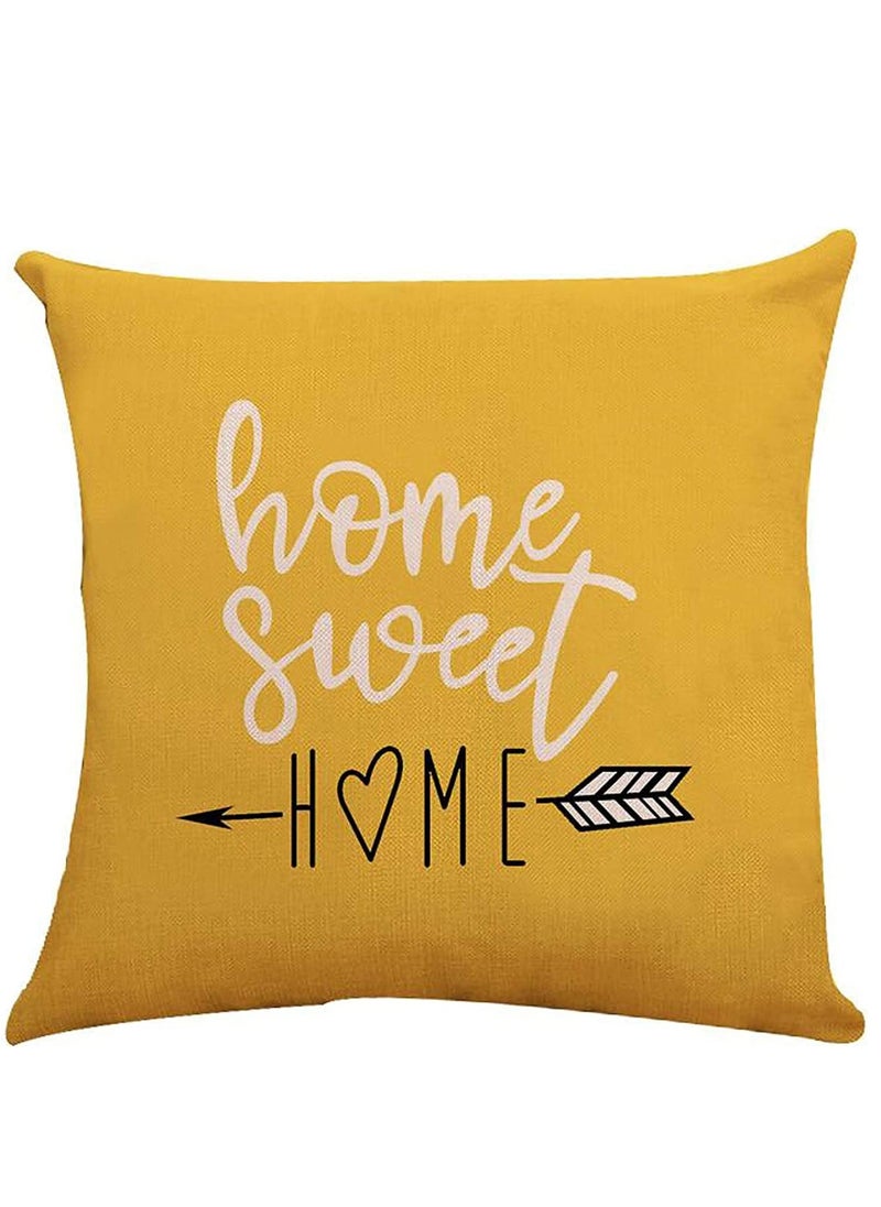KASTWAVE Pillow Covers 18x18 Set of 4 Modern Sofa Throw Pillow Cover, Decorative Outdoor Linen Fabric Pillow Case for Couch Bed Car Home Sofa Couch Decoration 45x45cm (Yellow, 18x18, Set of 4)  - Image 2