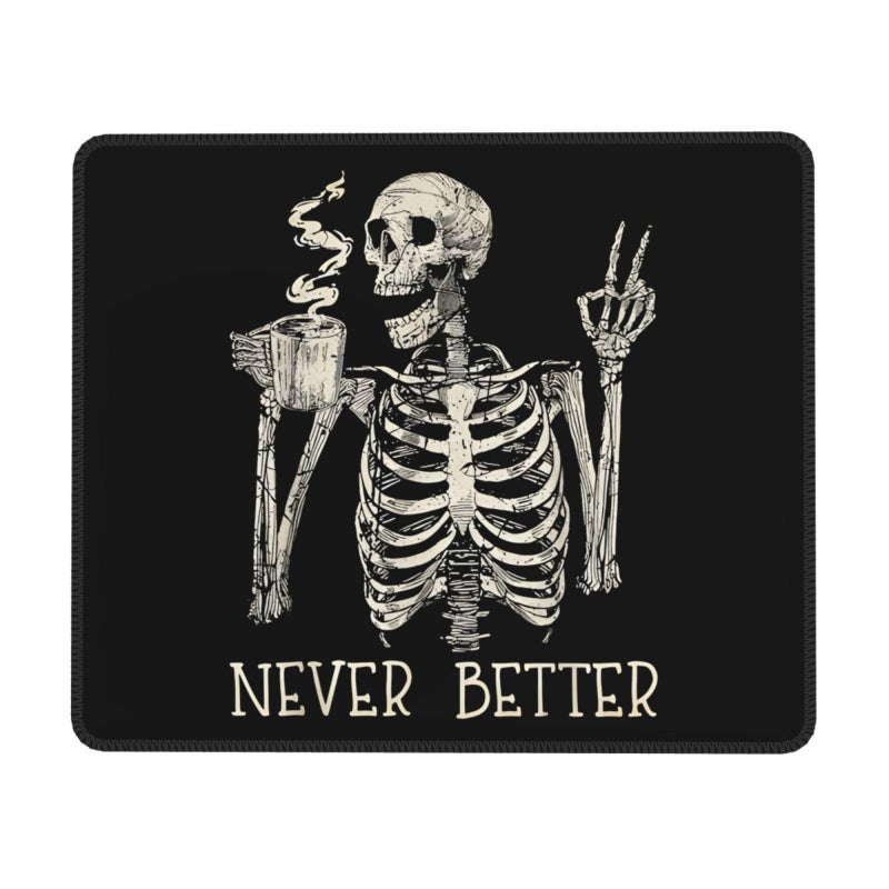 Mahrokh Skull Mouse Pad for Desk, Cute Skeleton Mouse Pads for Wireless Mouse, Funny Waterproof Mousepad for Office Laptop Computer, Non-Slip Rubber Base Stitched Edge (Color-D) - Image 1